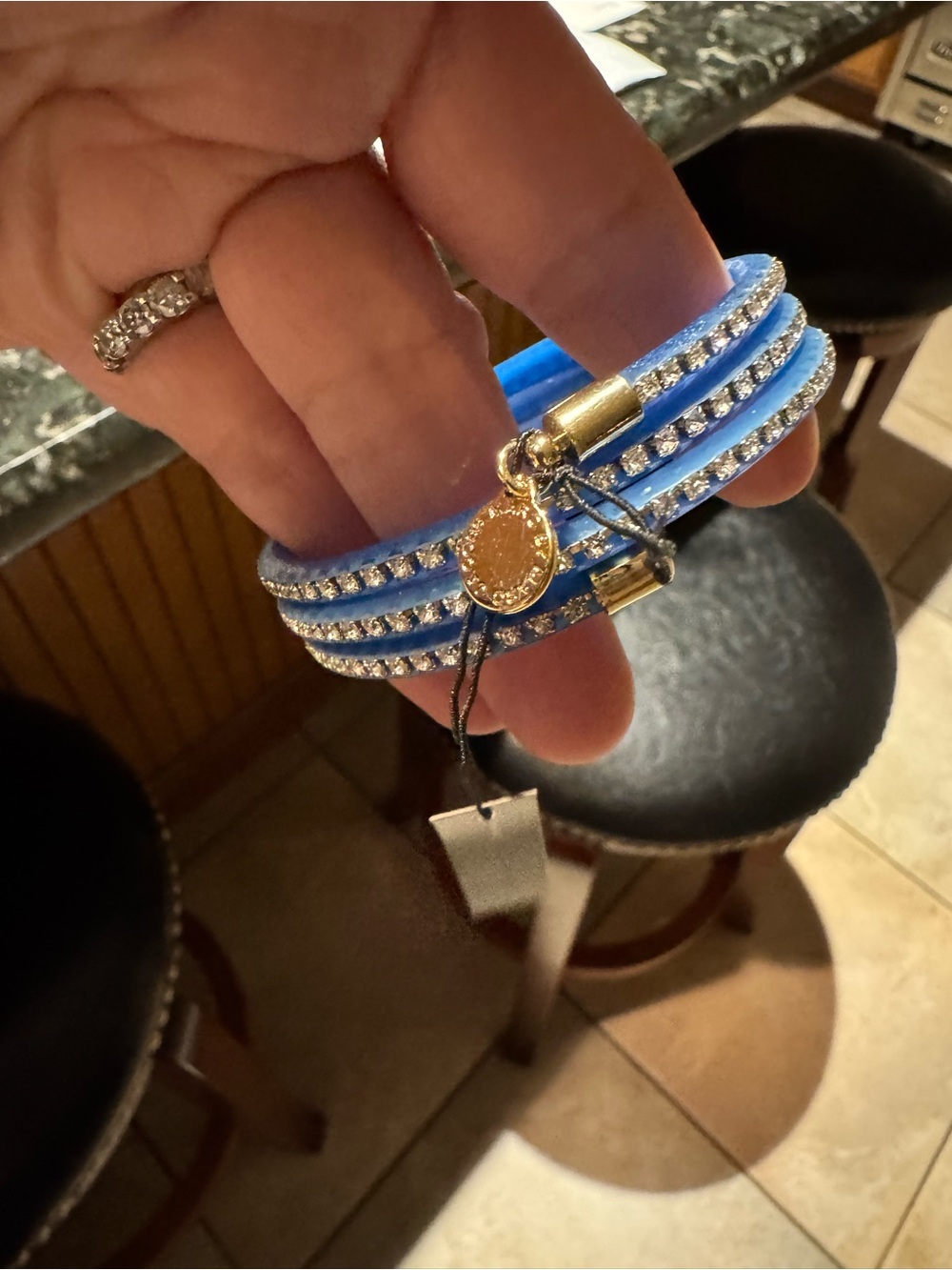 Marc Jacobs Light Blue Wrap Bracelet with Gold Accents